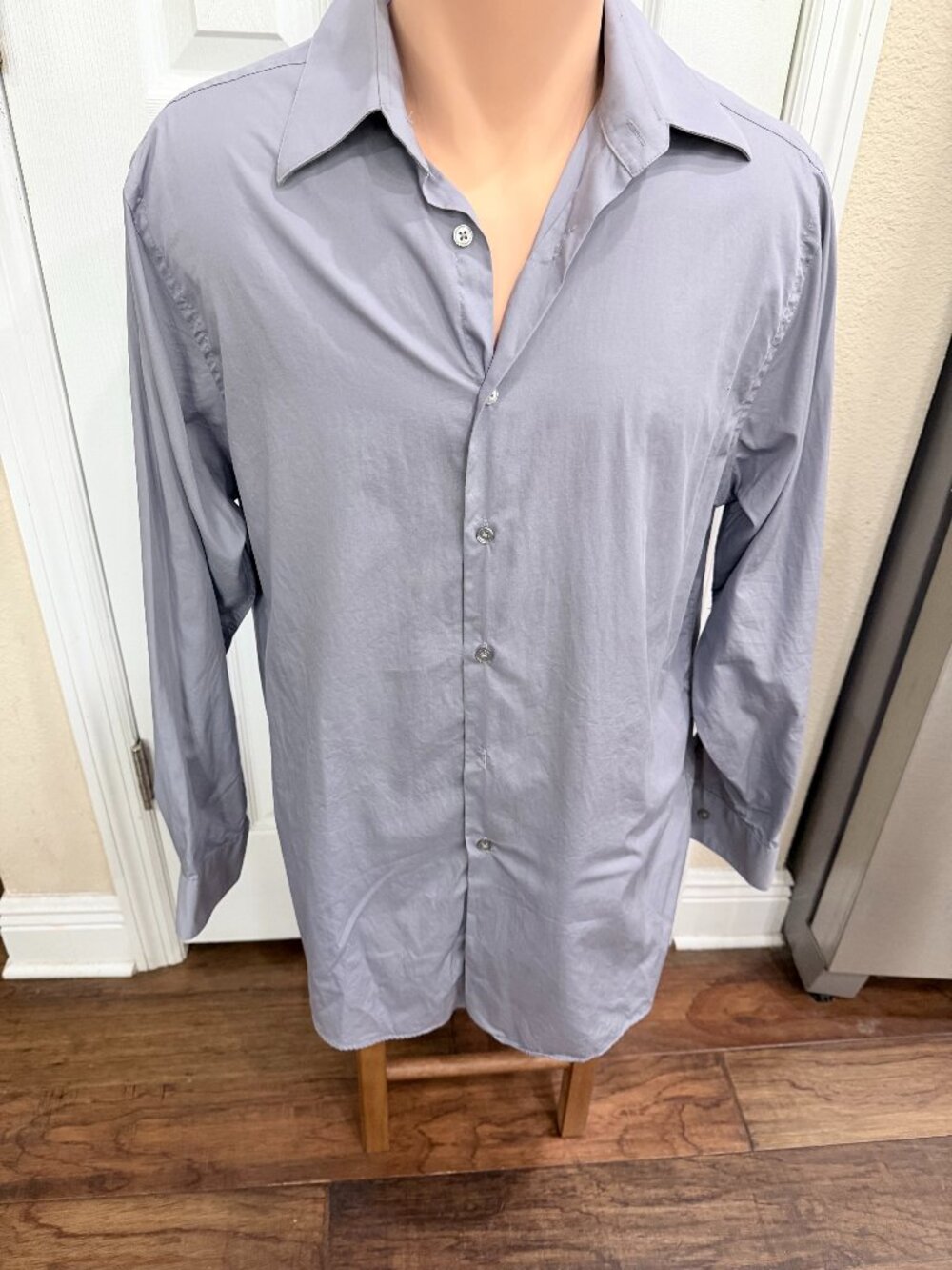 Calvin Klein Men’s 15.5 32/33 Gray 100% Cotton Long Sleeve Dress Shirt